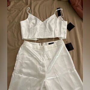 White satin two piece